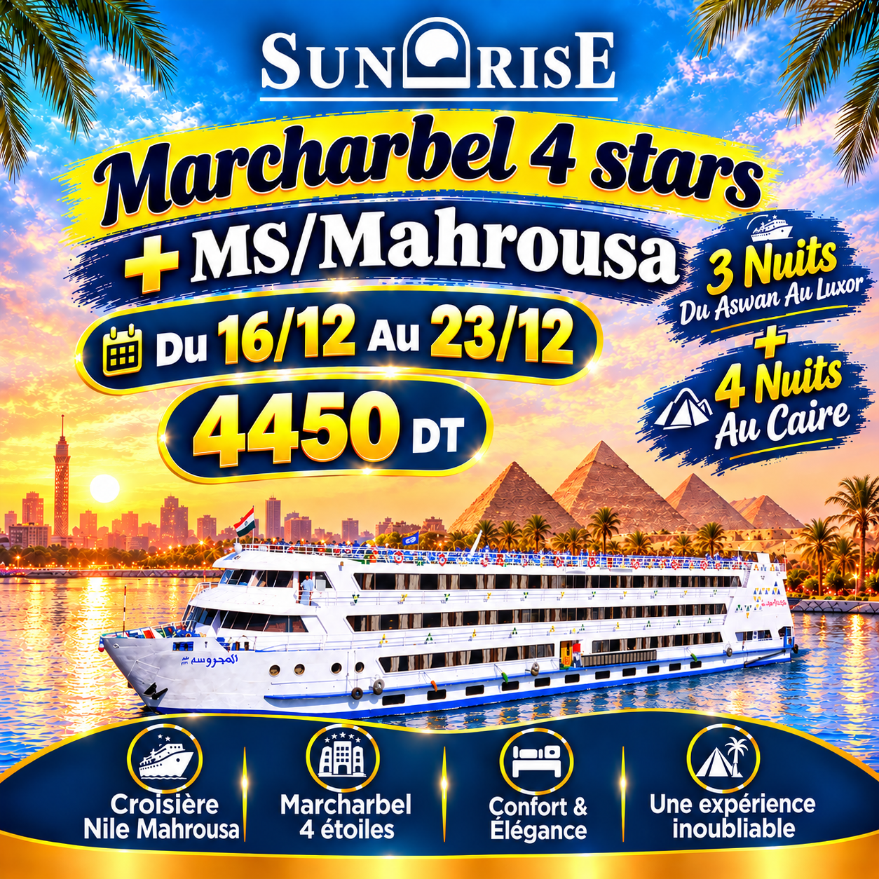 Marcharbel 4 stars + MS/Mahrousa — du 16 décembre au 23 décembre 2026 — 4450 DT
