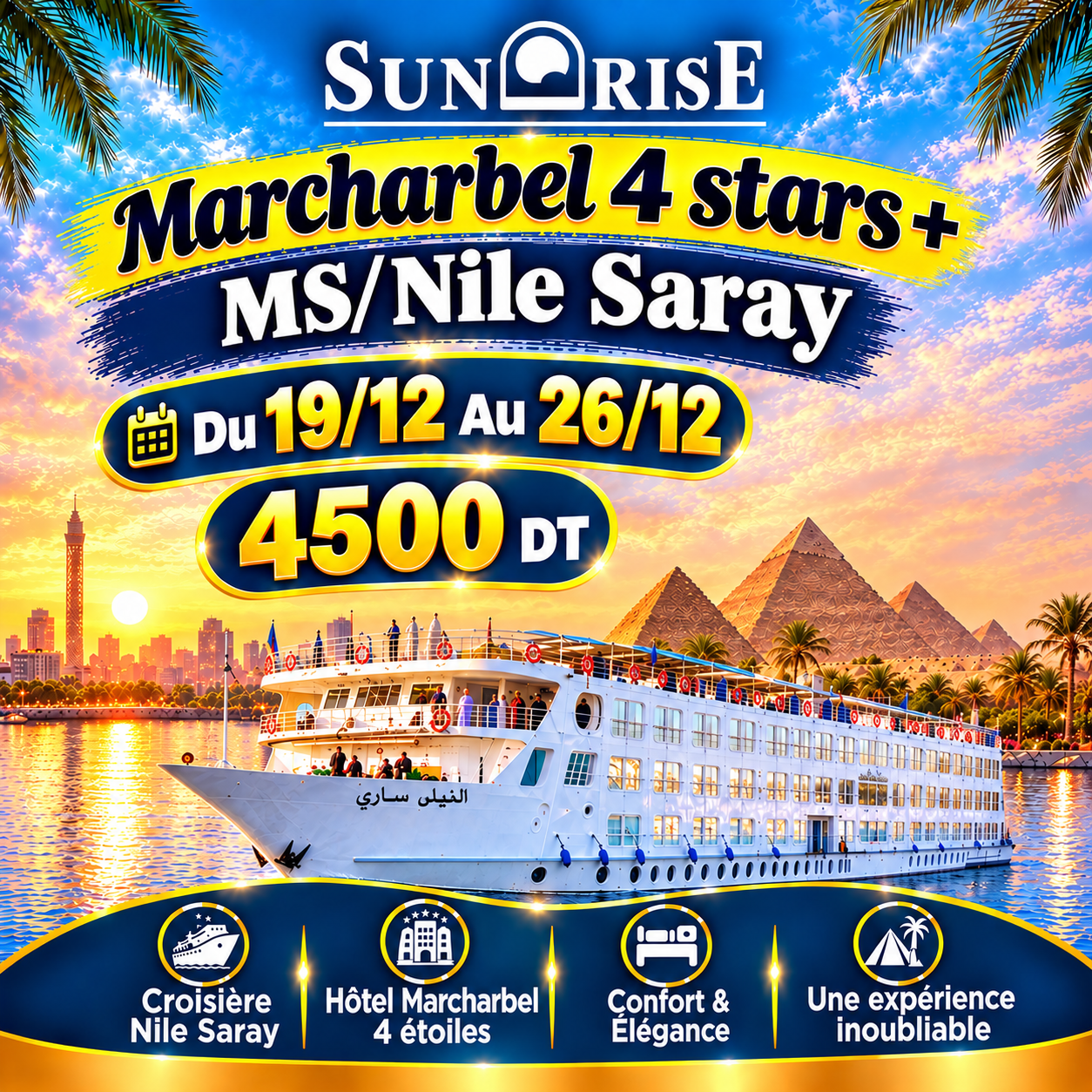 Marcharbel 4 stars + MS Nile Saray — du 19 décembre au 26 décembre 2026 — 4500 DT
